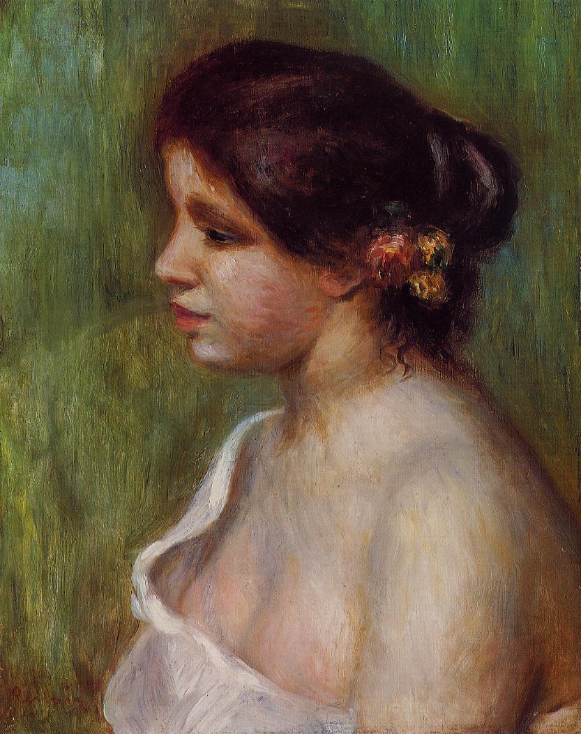 Bust of a young woman with flowered ear 1898
